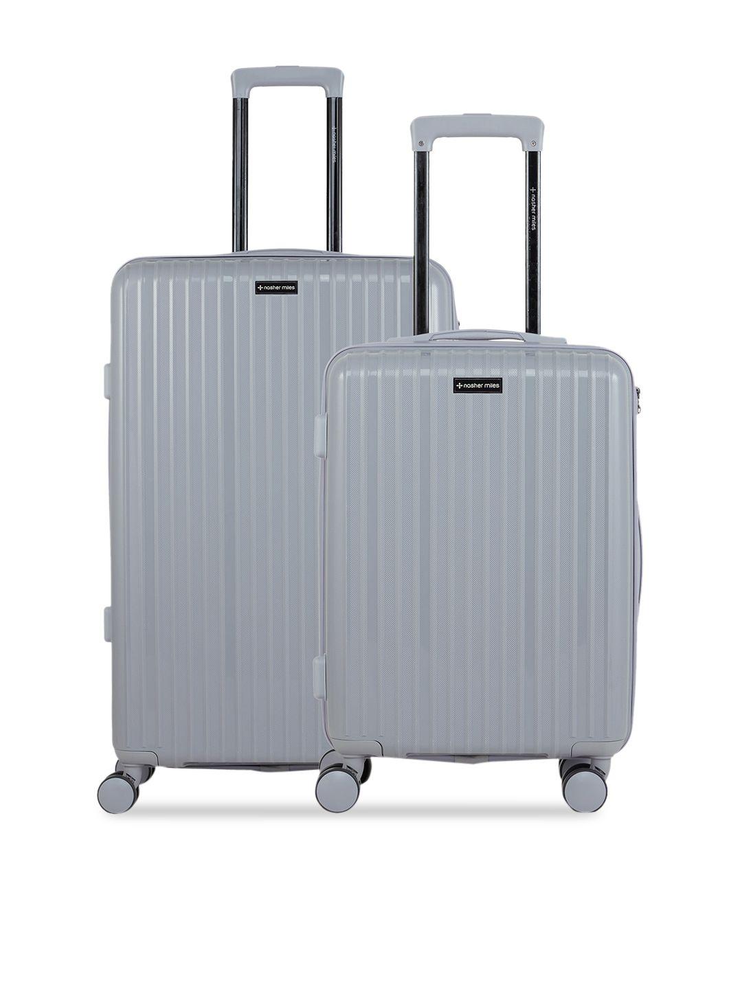 nasher miles set of 2 grey textured hard-sided trolley suitcases