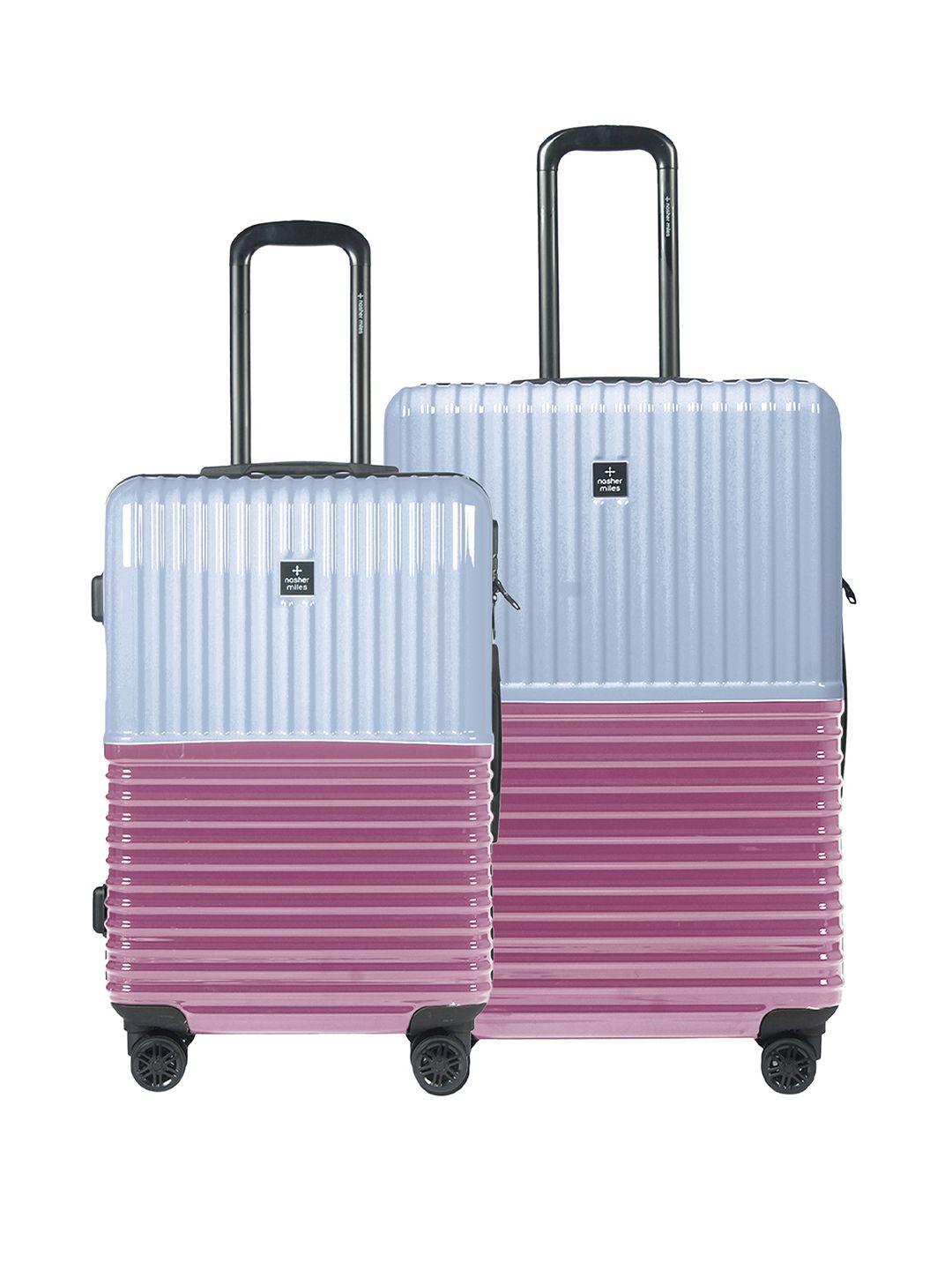 nasher miles set of 2 istanbul colourblocked hard-sided trolley bags- 65 cm & 75 cm