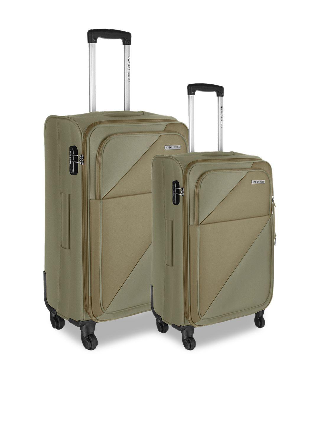nasher miles set of 2 khaki solid trolley bags