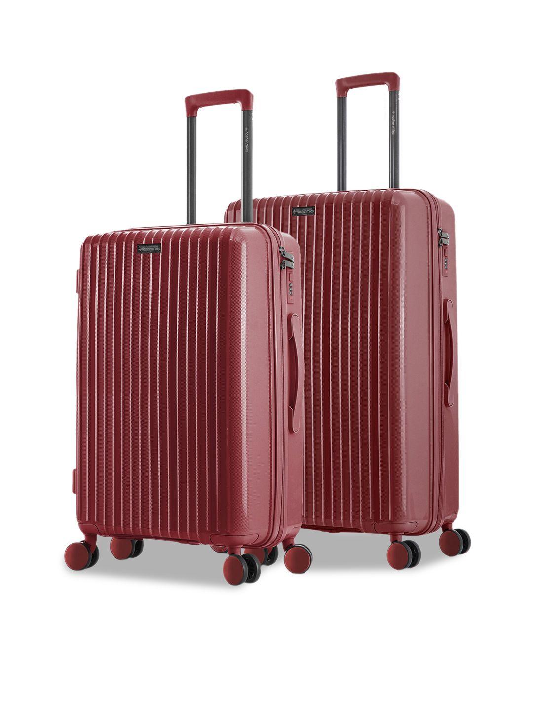 nasher miles set of 2 maroon textured hard-sided trolley bags