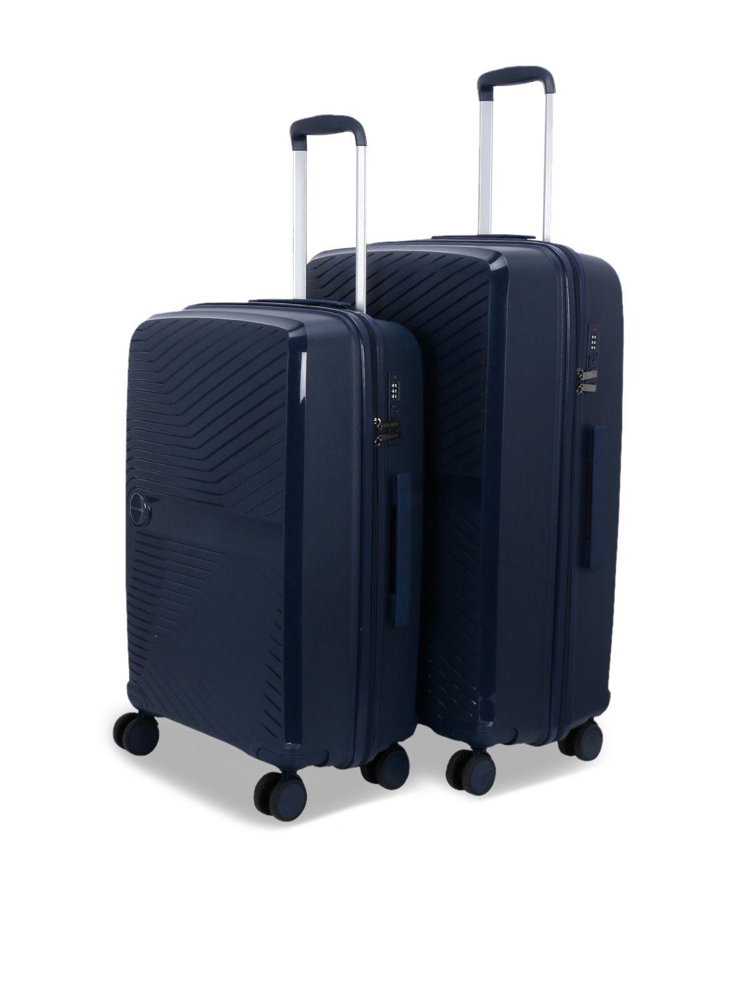 nasher miles set of 2 navy blue medium & large trolley suitcases