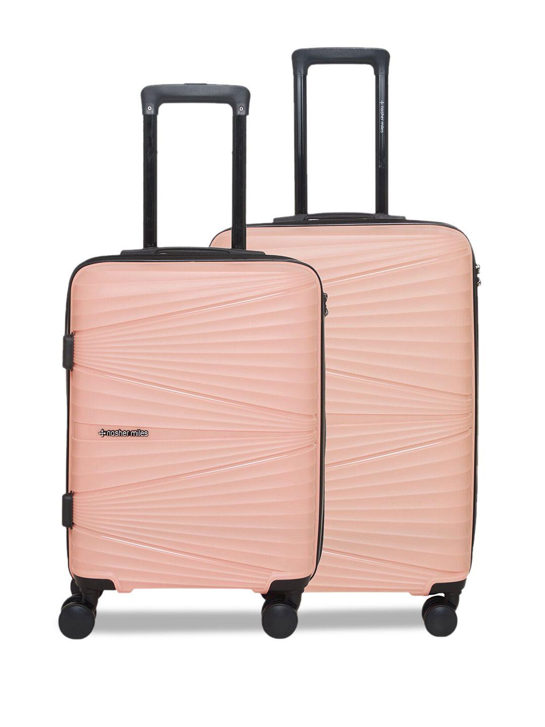 nasher miles set of 2 peach solid hard-sided trolley bags