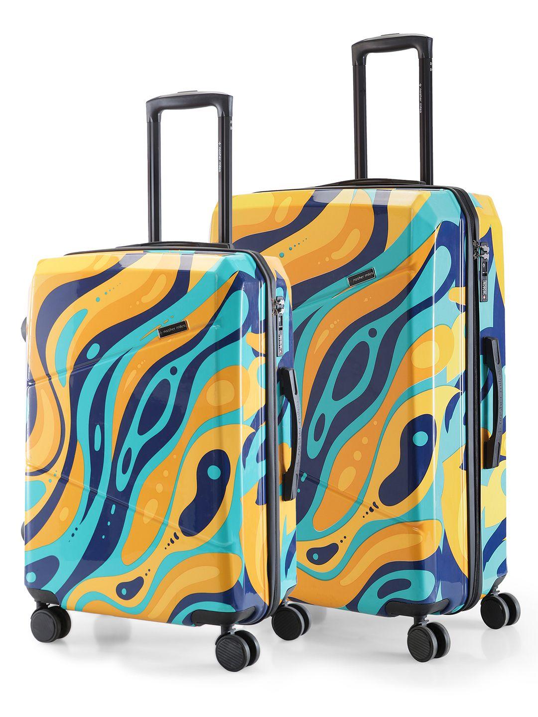 nasher miles set of 2 printed hard-sided polycarbonate trolley bags