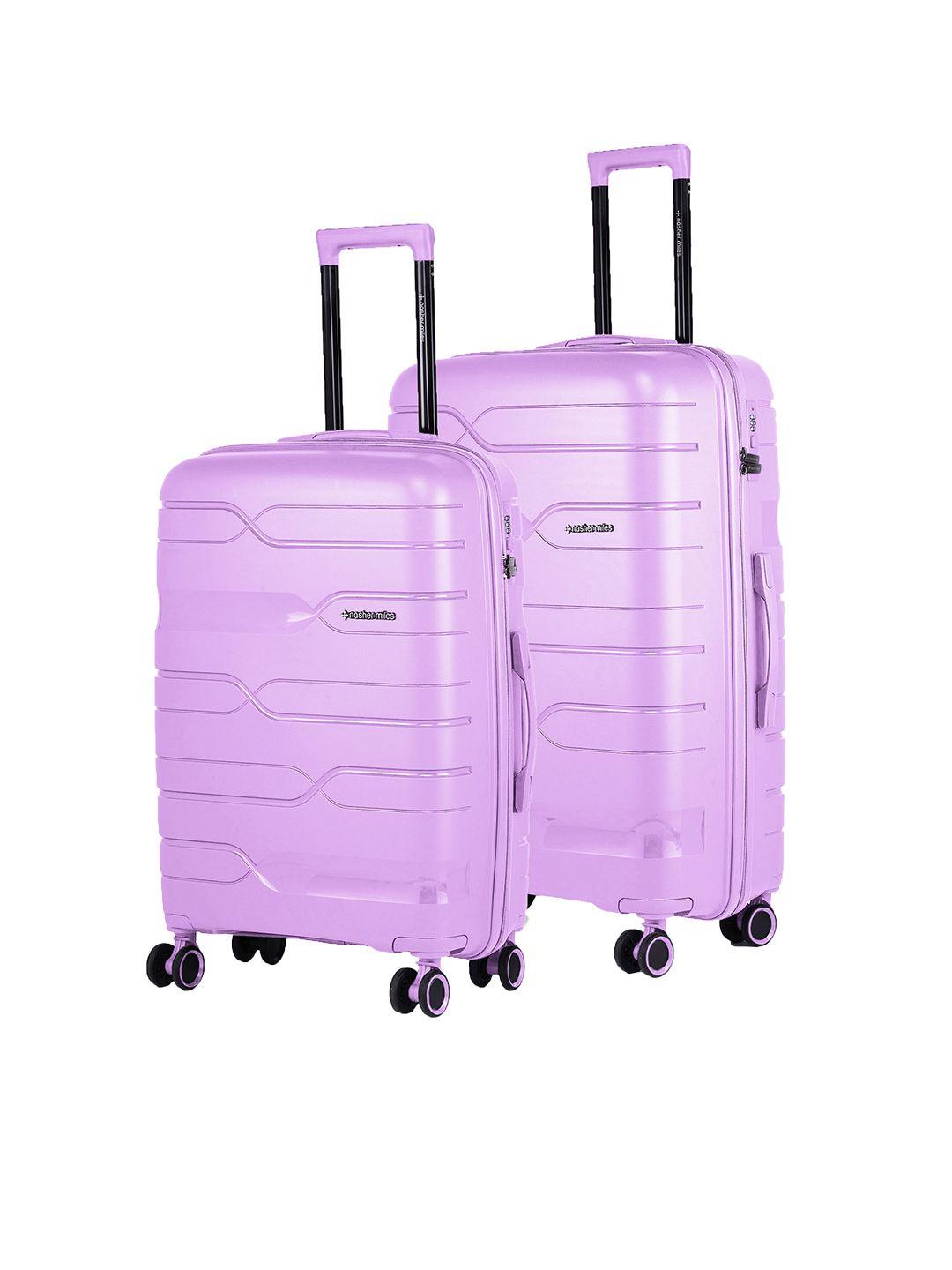 nasher miles set of 2 purple solid hard-sided trolley bag