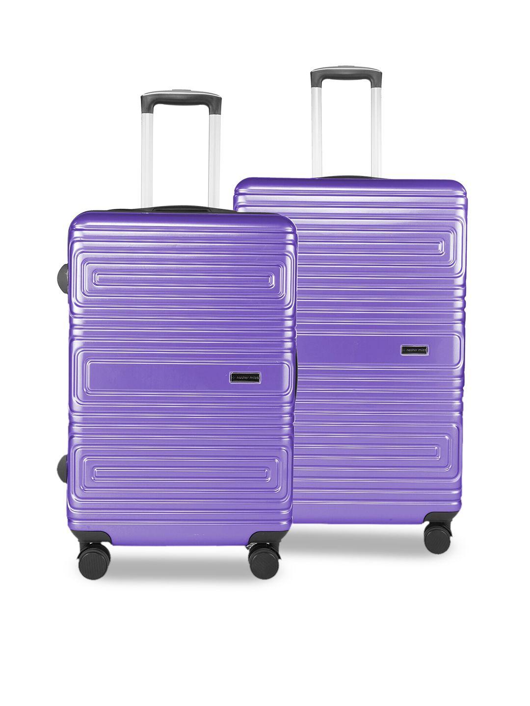 nasher miles set of 2 purple textured hard-sided trolley suitcases