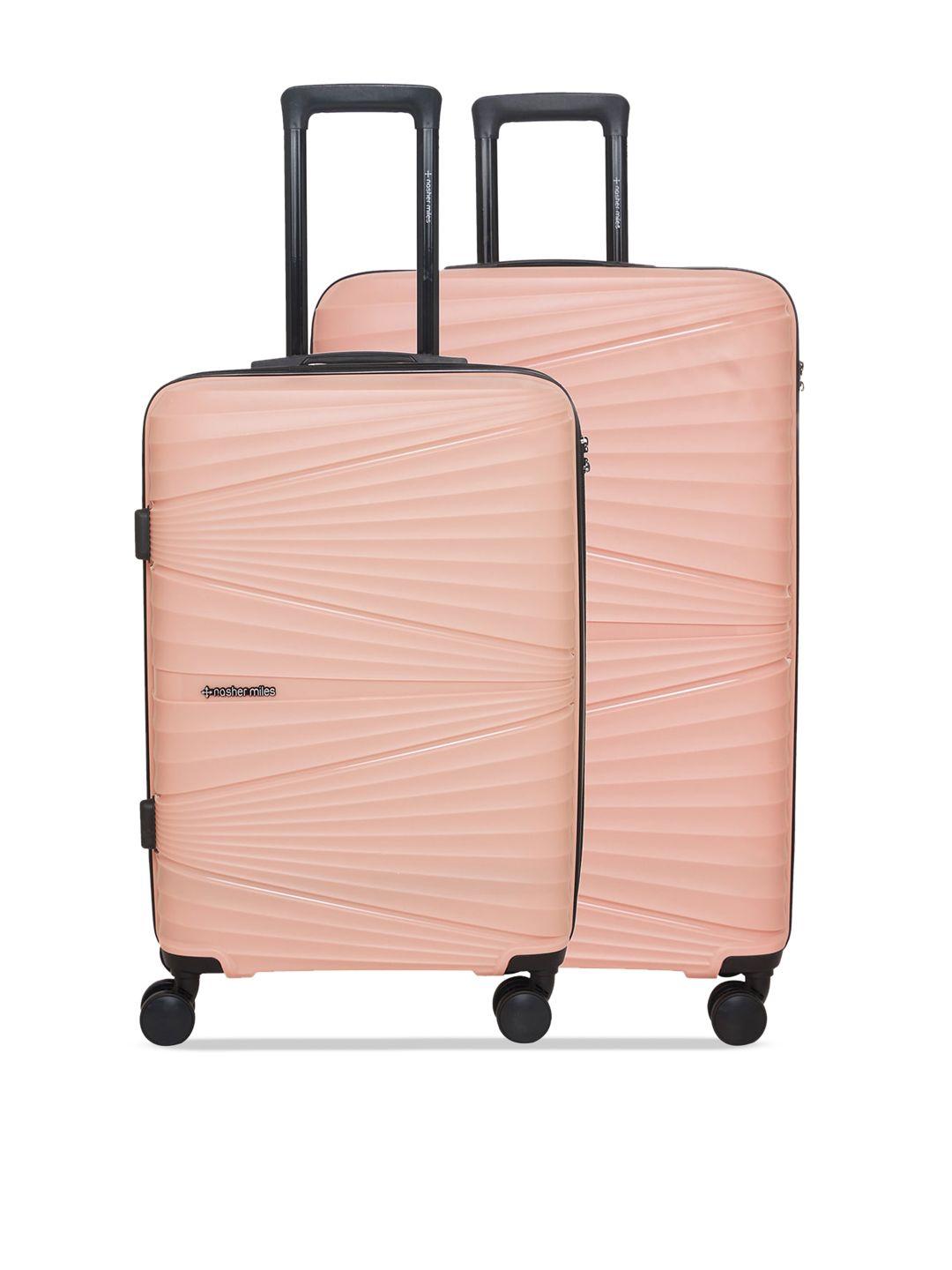nasher miles set of 2 solid hard-sided medium trolley suitcase