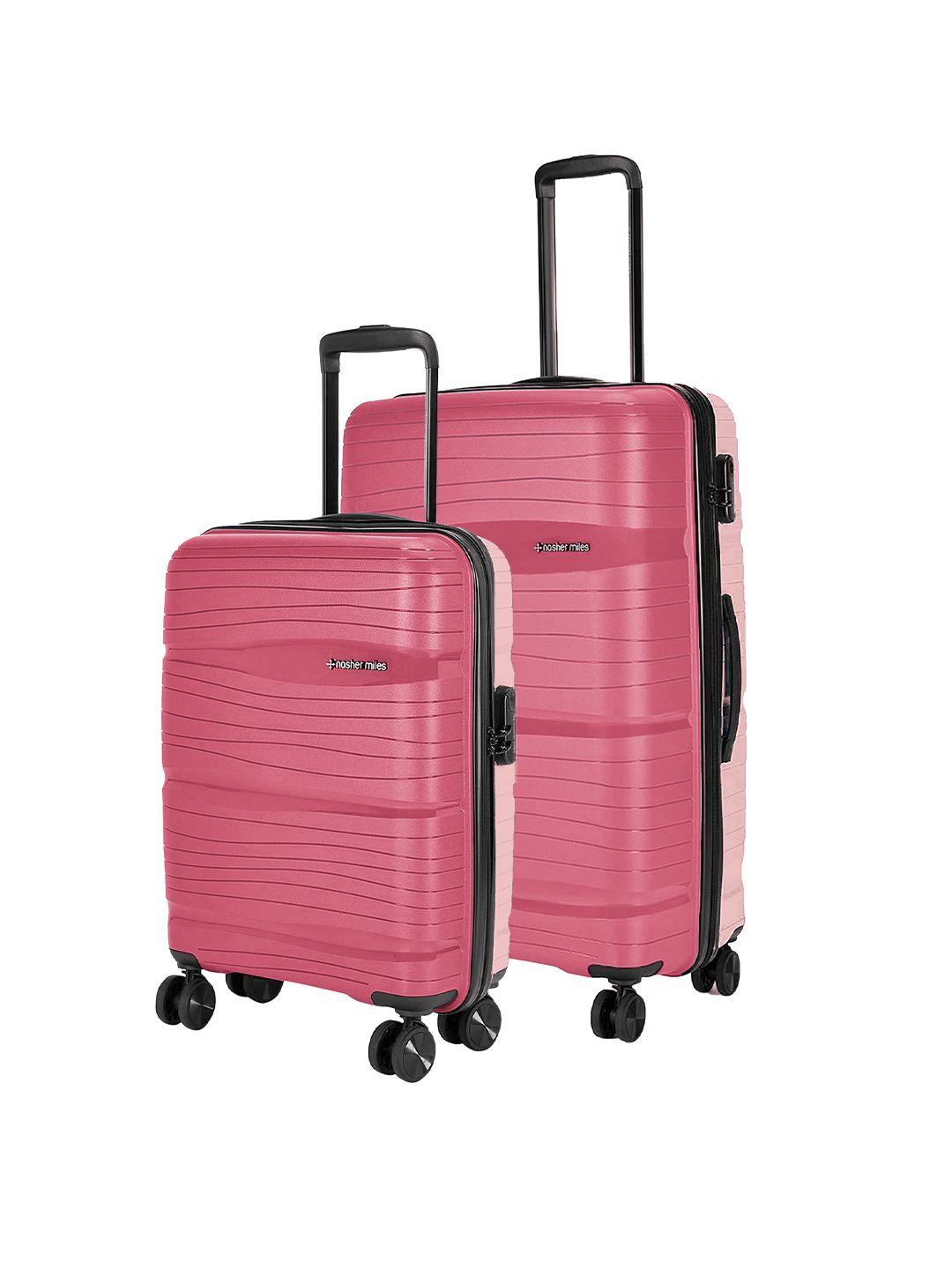 nasher miles set of 2 textured hard-sided trolley suitcases