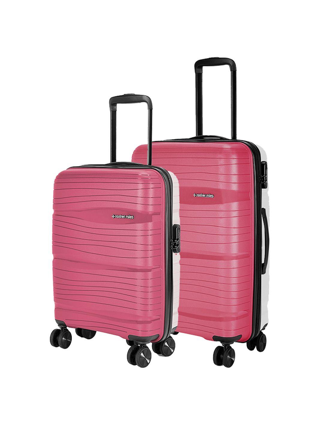 nasher miles set of 2 textured hard-sided trolley suitcases