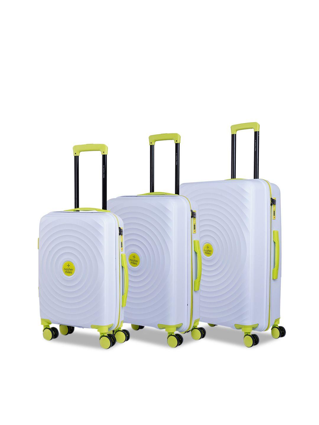 nasher miles set of 3 goa solid hard trolley suitcase