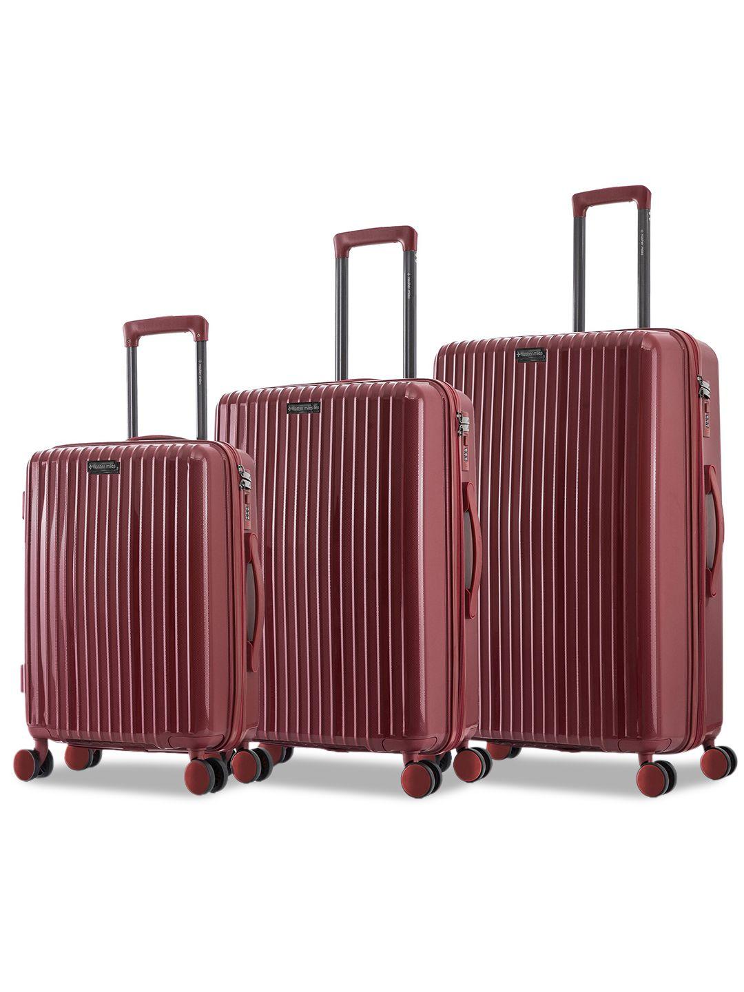 nasher miles set of 3 maroon trolley bags