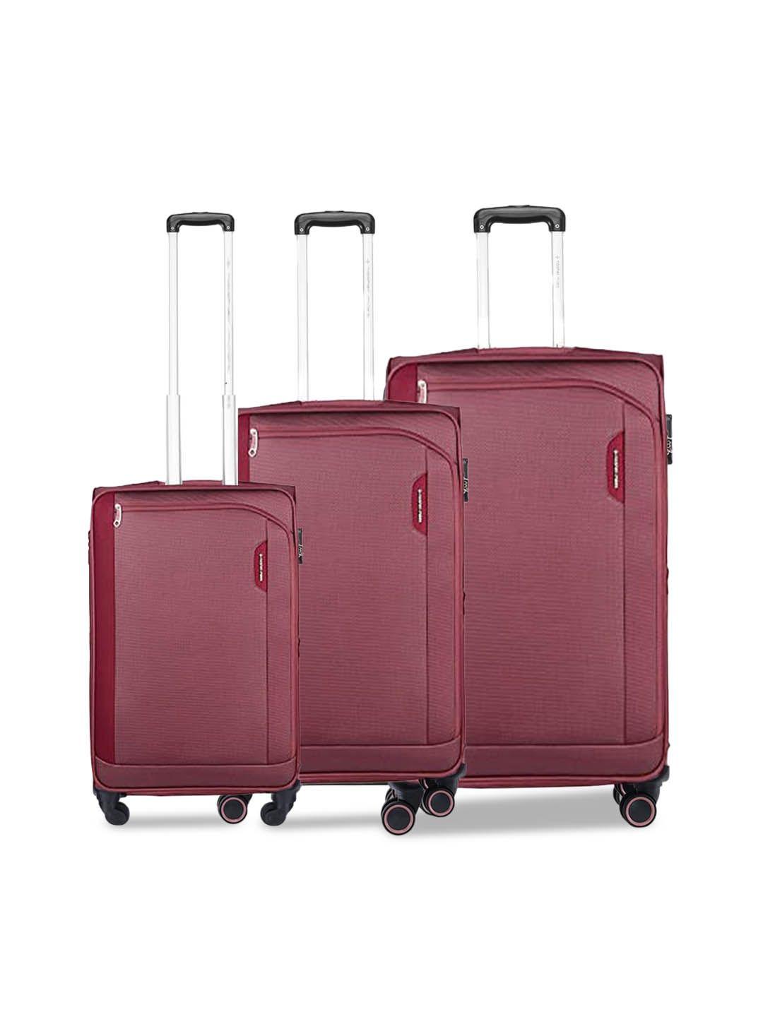 nasher miles set of 3 solid soft-sided trolley suitcases