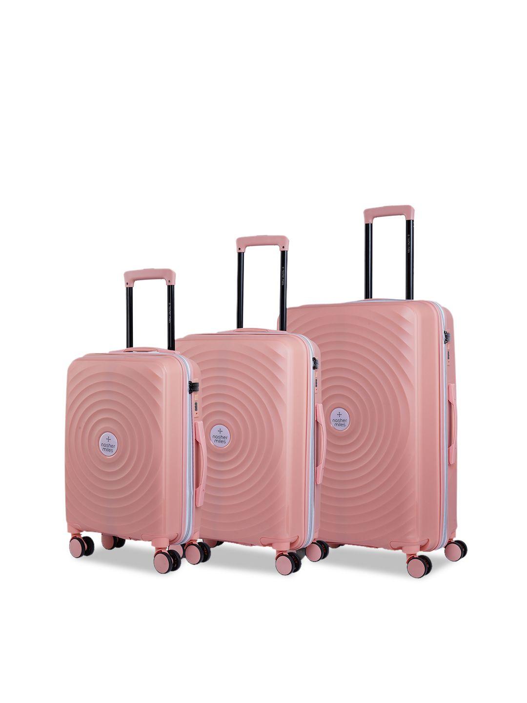 nasher miles set of 3 textured hard-sided trolley bag