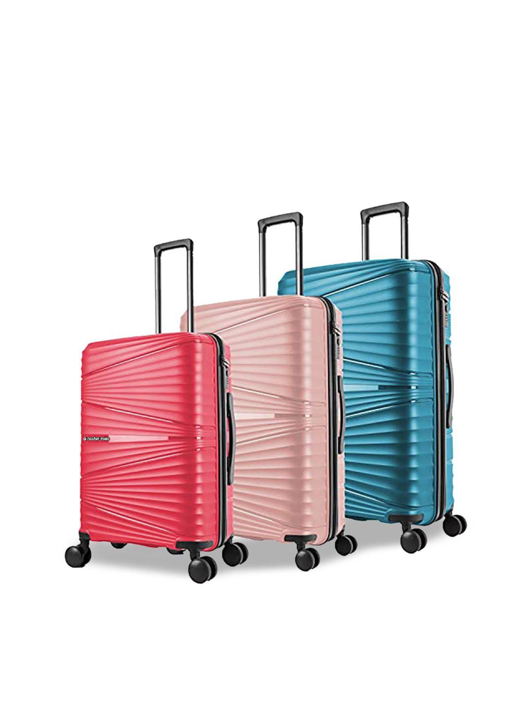nasher miles set of 3 textured hard-sided trolley suitcase
