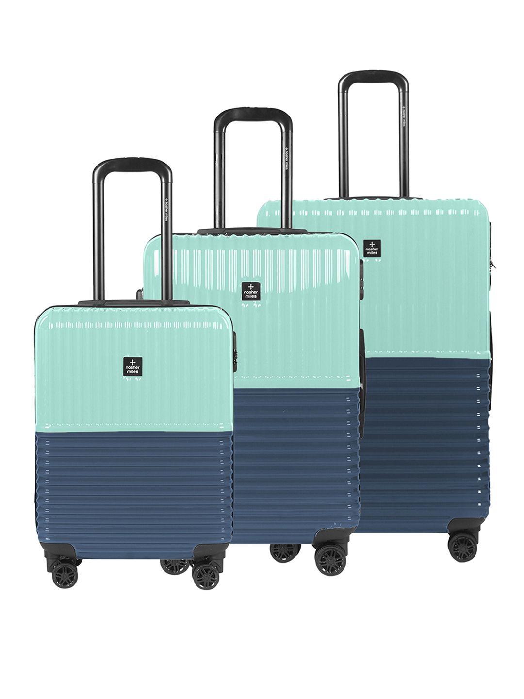 nasher miles set of 3 textured hard-sided trolley suitcases