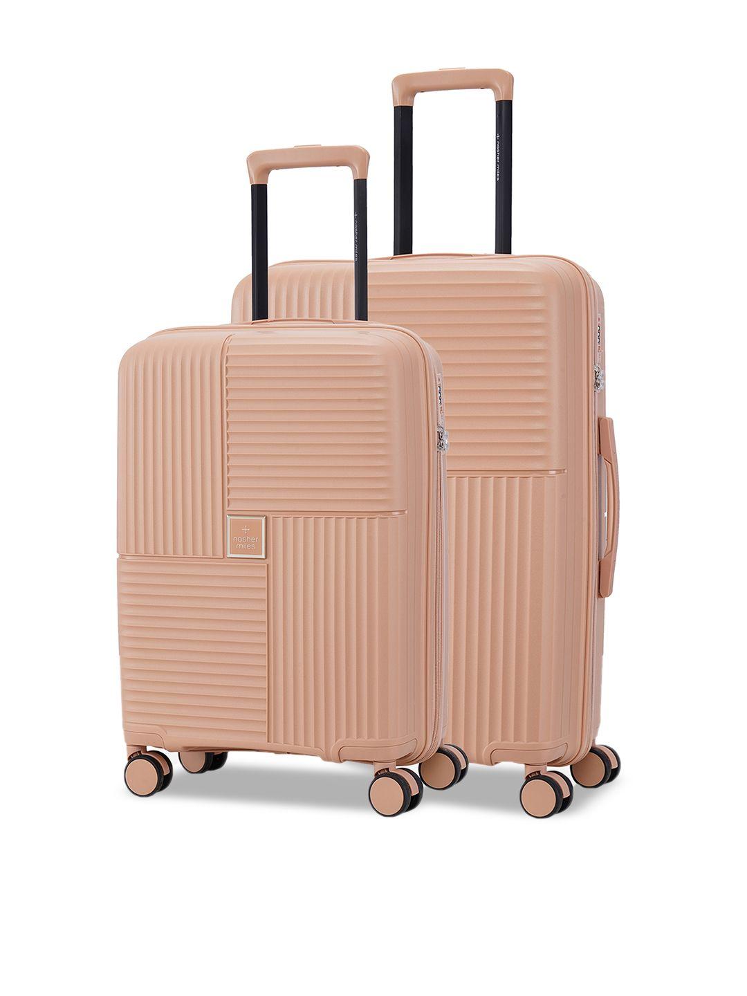 nasher miles singapore set of 2 textured light weight hard-sided trolley suitcases