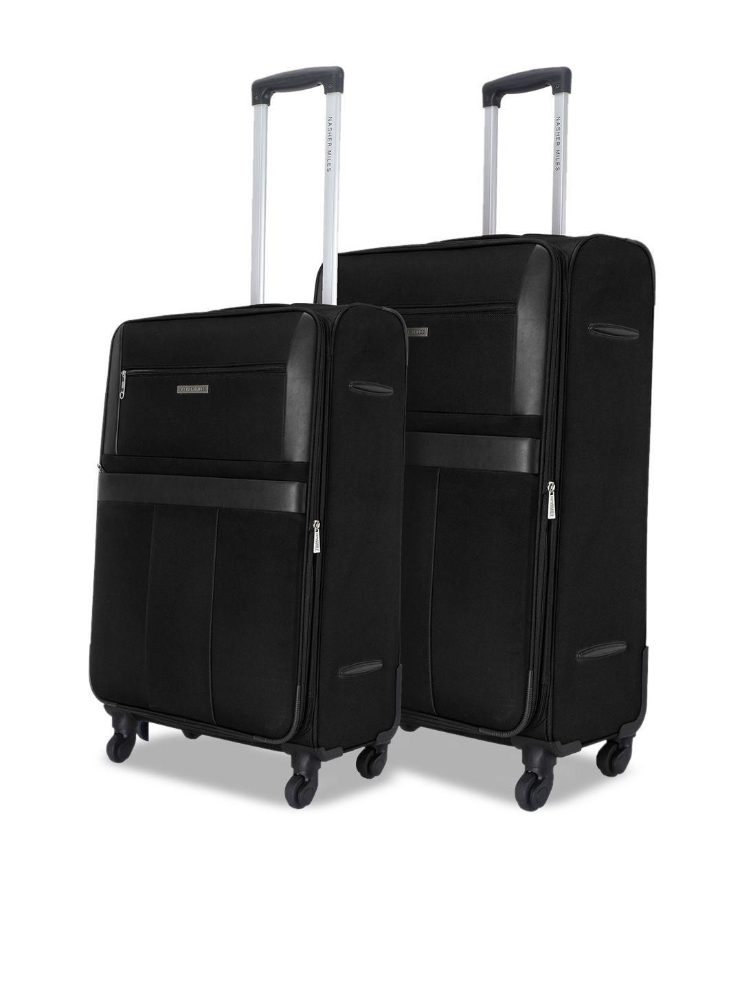 nasher miles unisex black two-toned set of 2 trolley bags