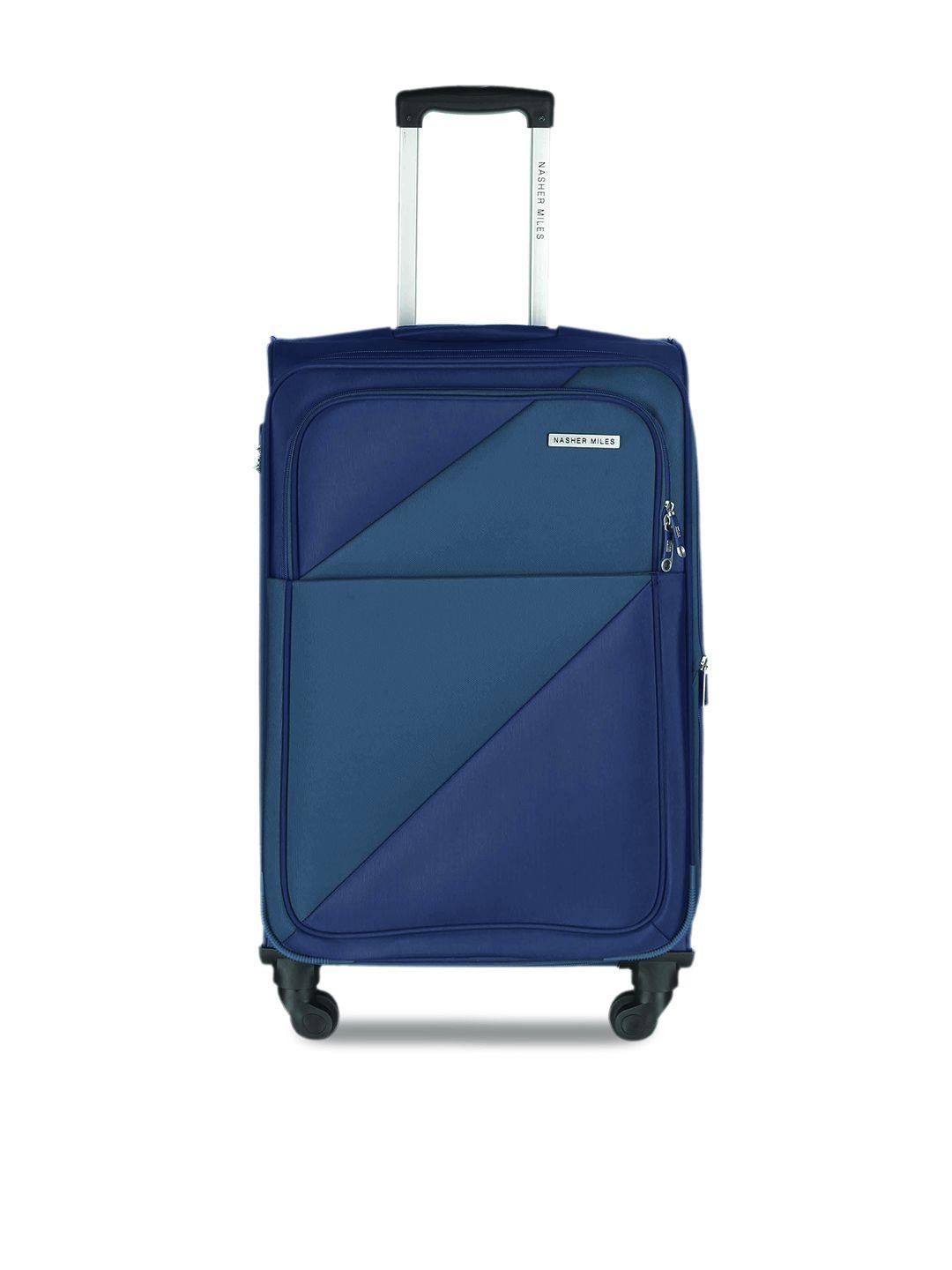 nasher miles unisex blue solid medium trolley bag