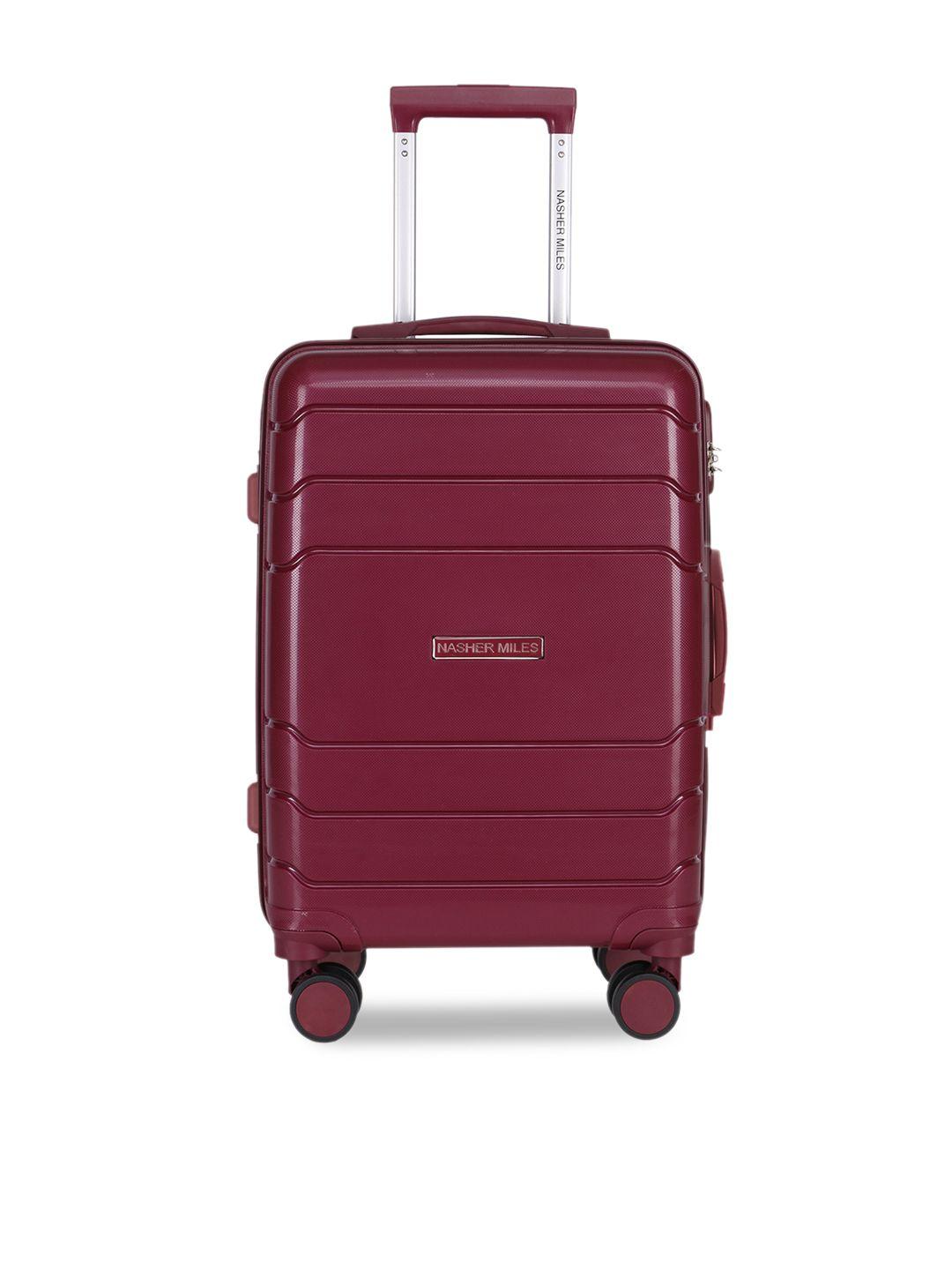 nasher miles unisex burgundy patterned hard-sided large trolley bag