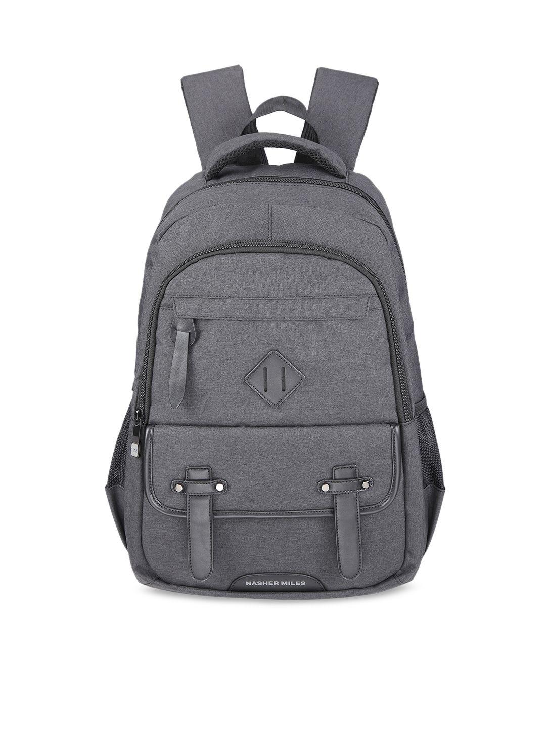 nasher miles unisex grey brand logo backpack