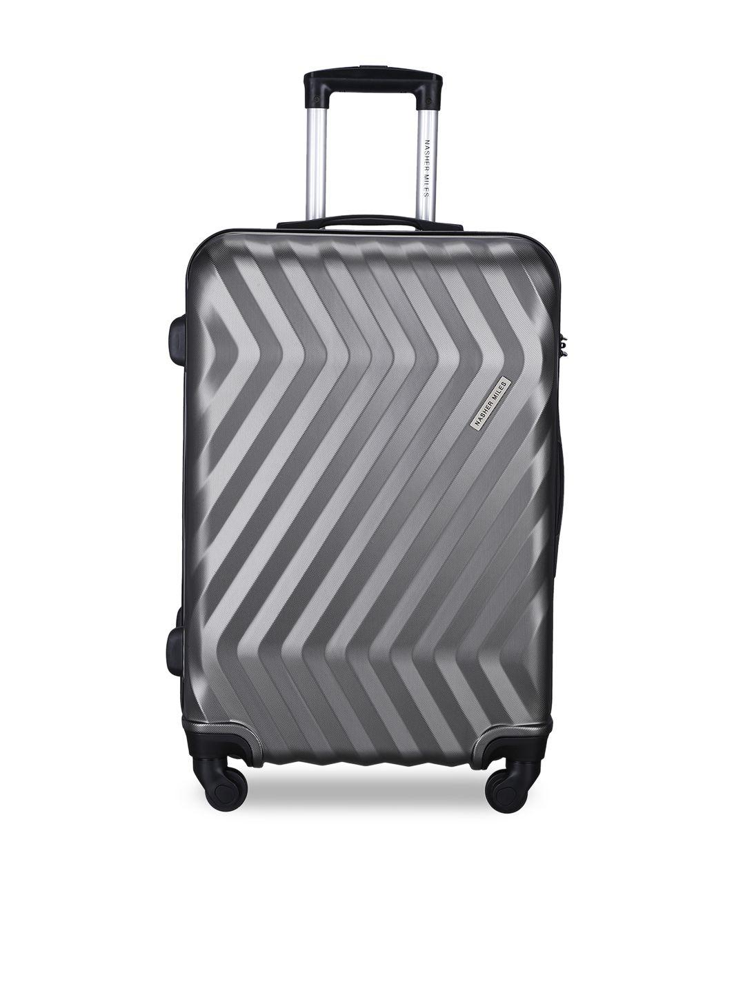 nasher miles unisex grey hard-sided large trolley suitcase nasher miles lombard