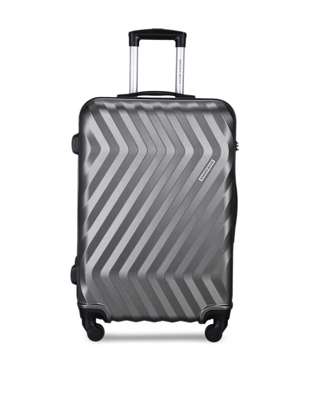 nasher miles unisex grey hard-sided medium trolley suitcase nasher miles lombard
