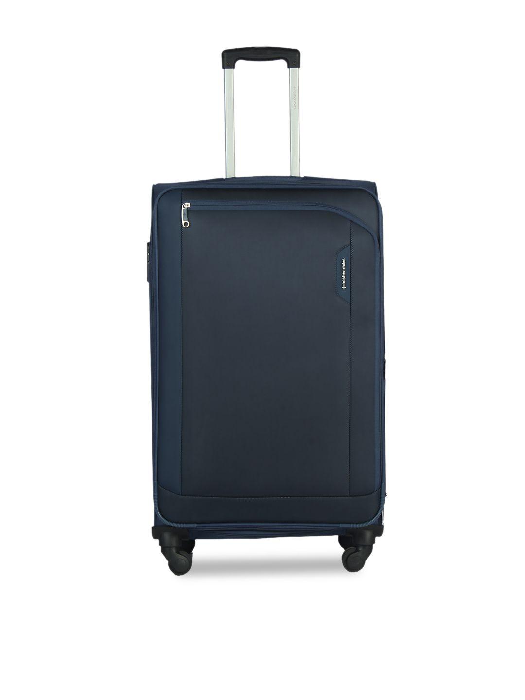 nasher miles unisex navy blue solid dallas expander soft-sided large trolley suitcase