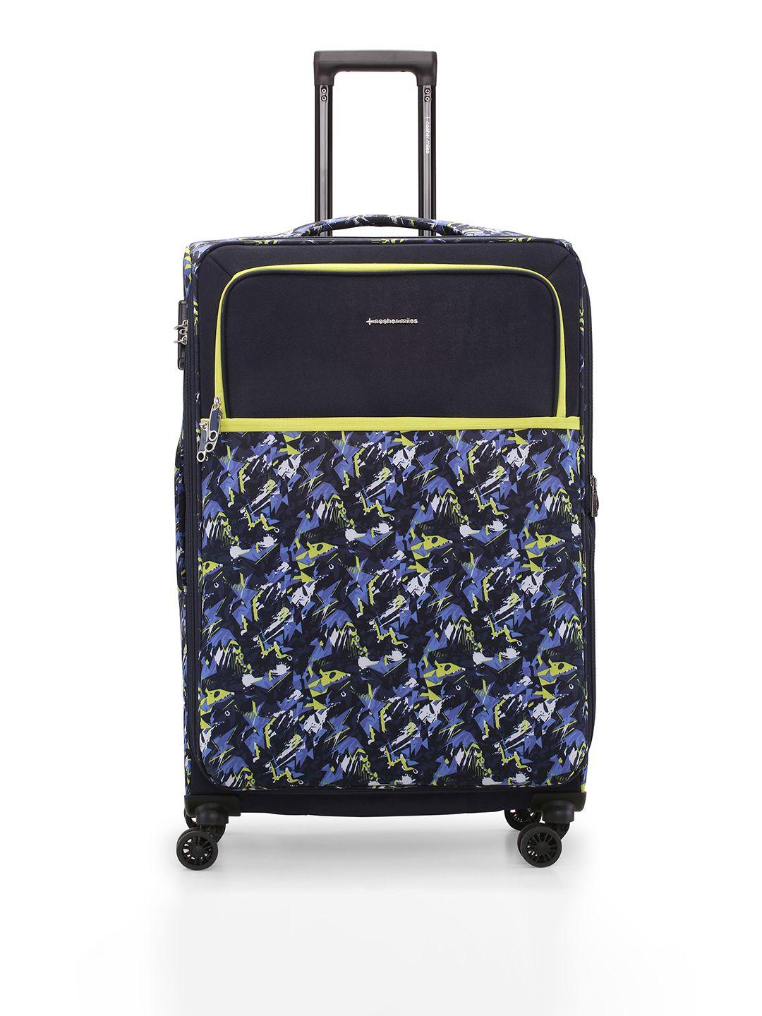 nasher miles unisex printed water resistant soft-sided cabin trolley suitcase