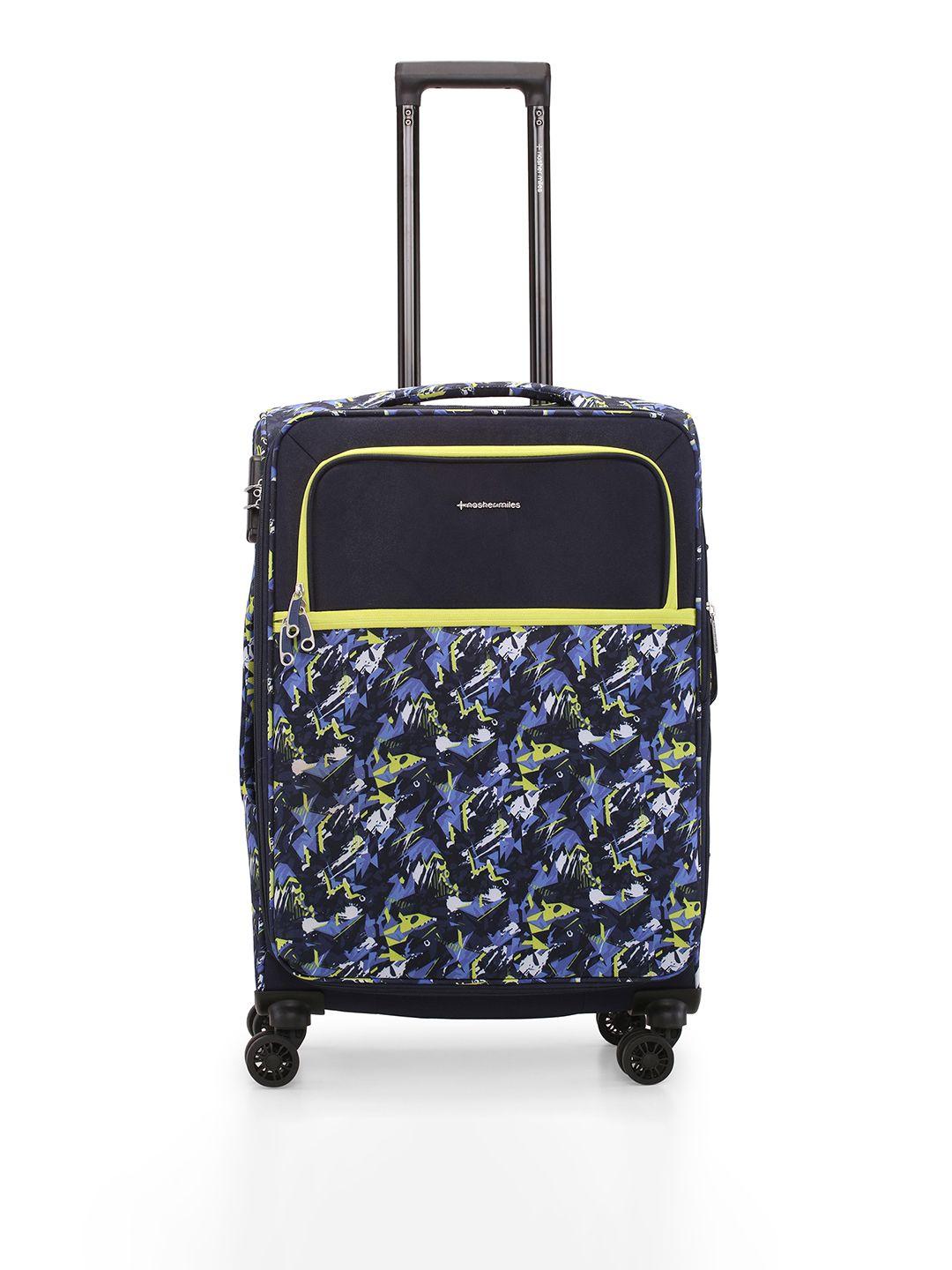 nasher miles unisex printed water resistant soft-sided medium trolley suitcase