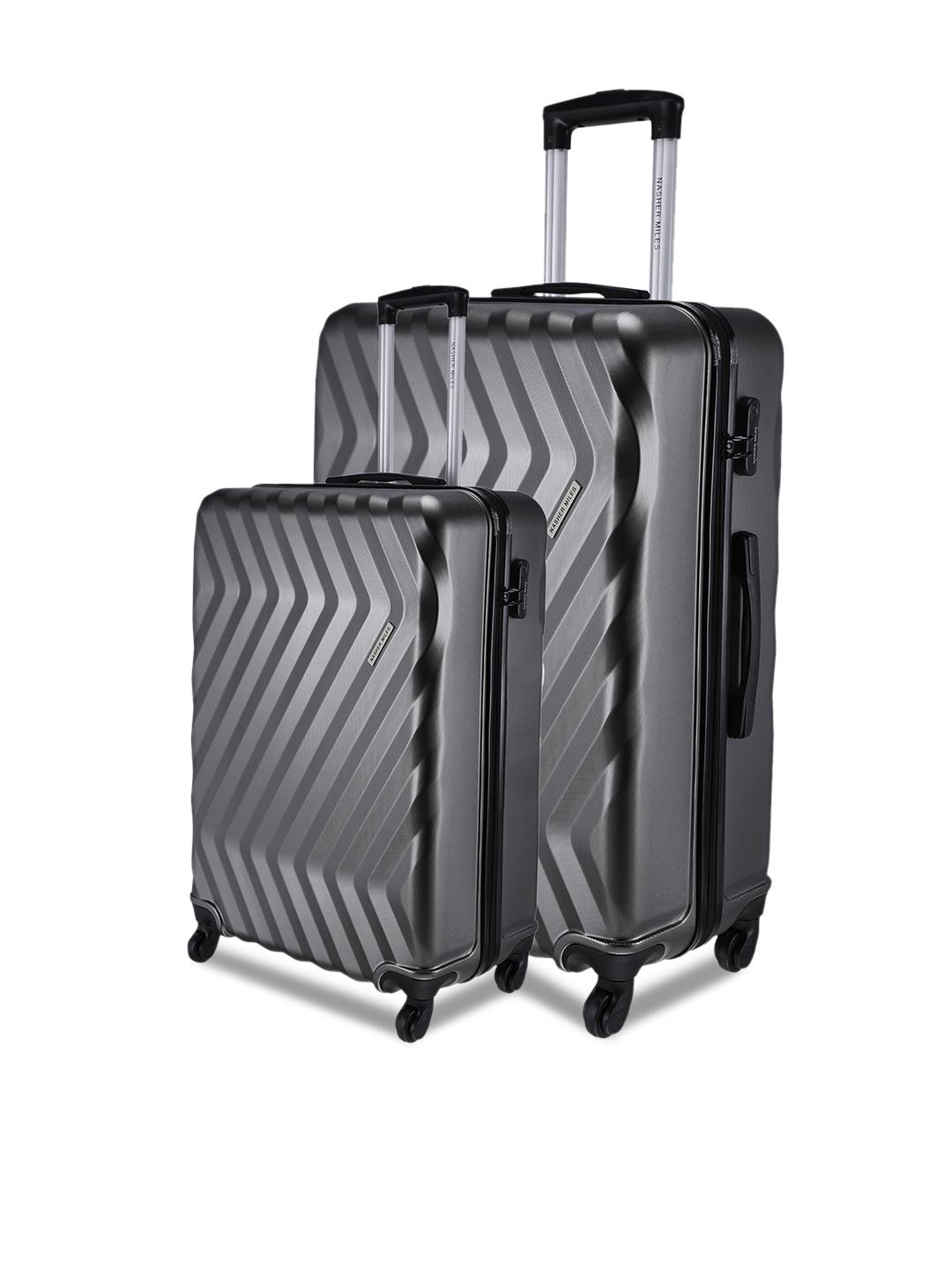nasher miles unisex set of 2 lombard number lock trolley suitcases