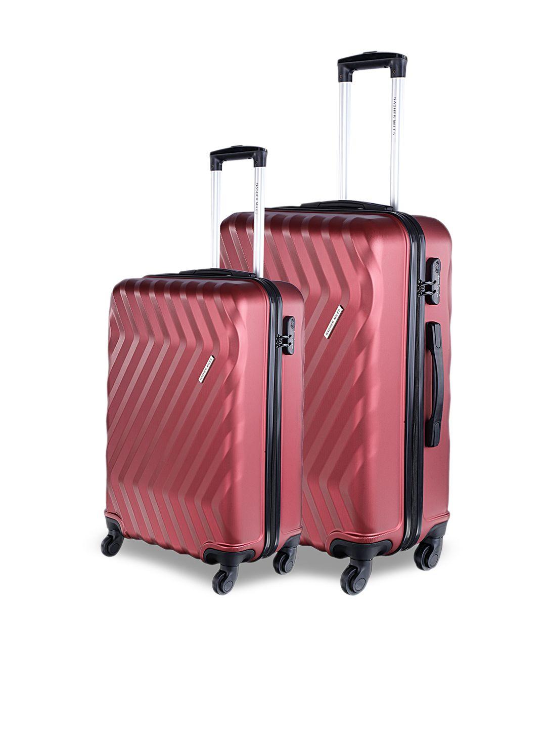 nasher miles unisex set of 2 maroon trolley suitcases nasher miles lombard