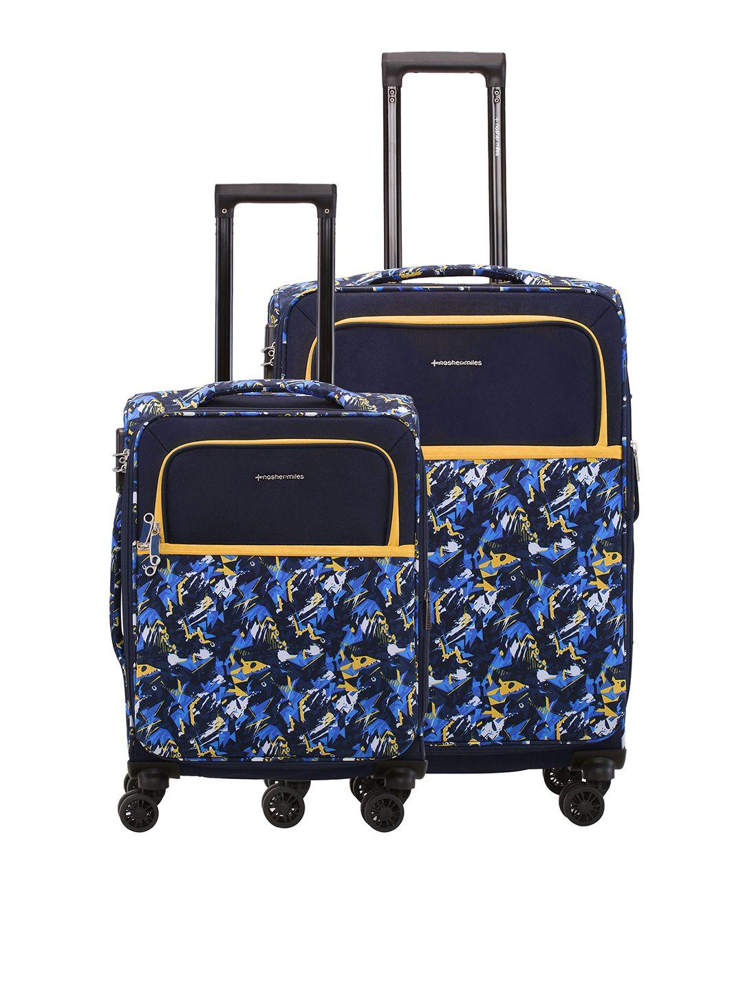nasher miles unisex set of 2 water resistant soft-sided trolley suitcase