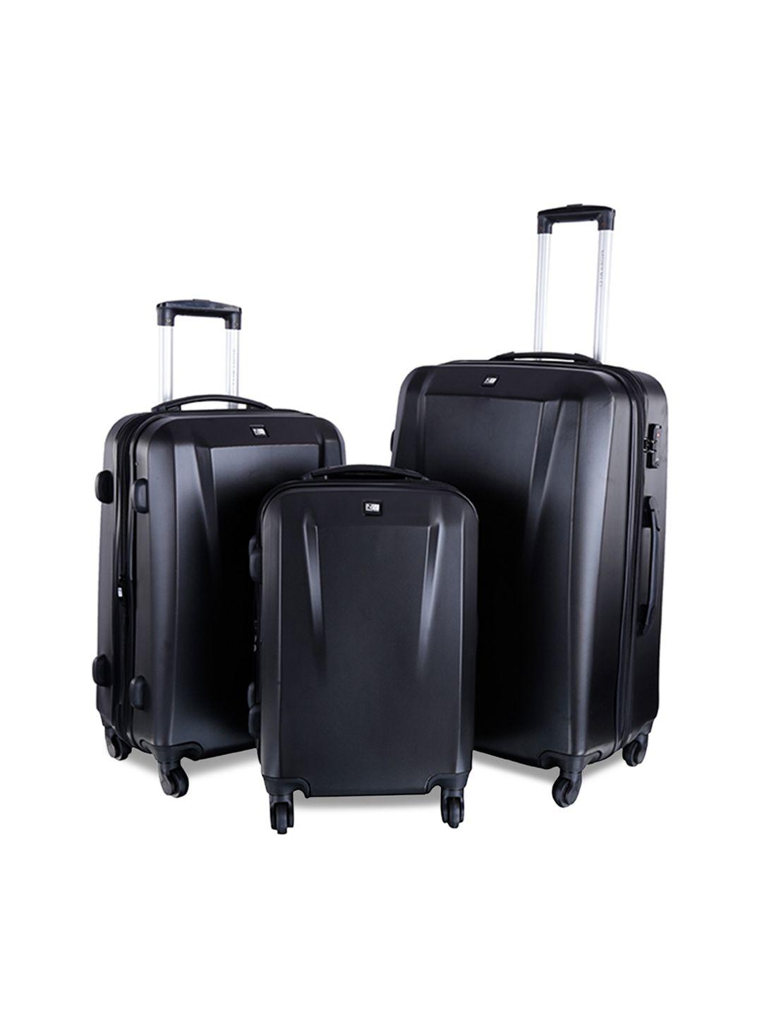 nasher miles unisex set of 3 black trolley bags