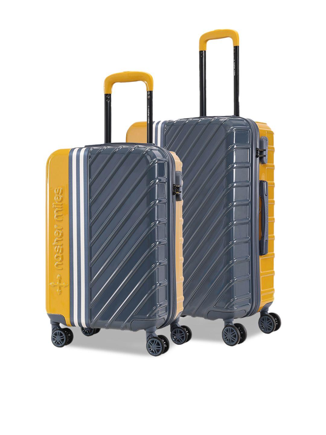 nasher miles vegas set of 2 colourblocked lightweight hard-sided trolley bags- 65 cm