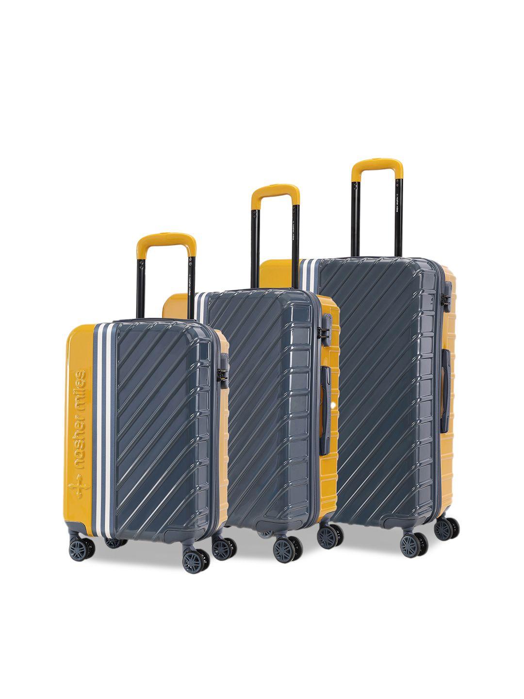 nasher miles vegas set of 3 colourblocked lightweight hard-sided trolley bags-75 cm