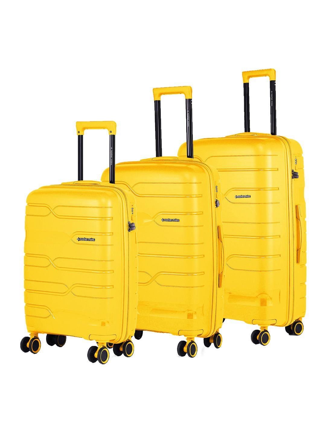 nasher miles yellow set of 3 trolley bags