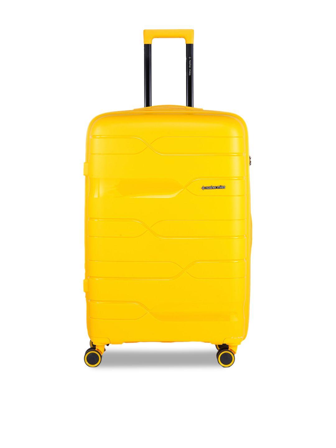 nasher miles yellow textured hard-sided large trolley bag