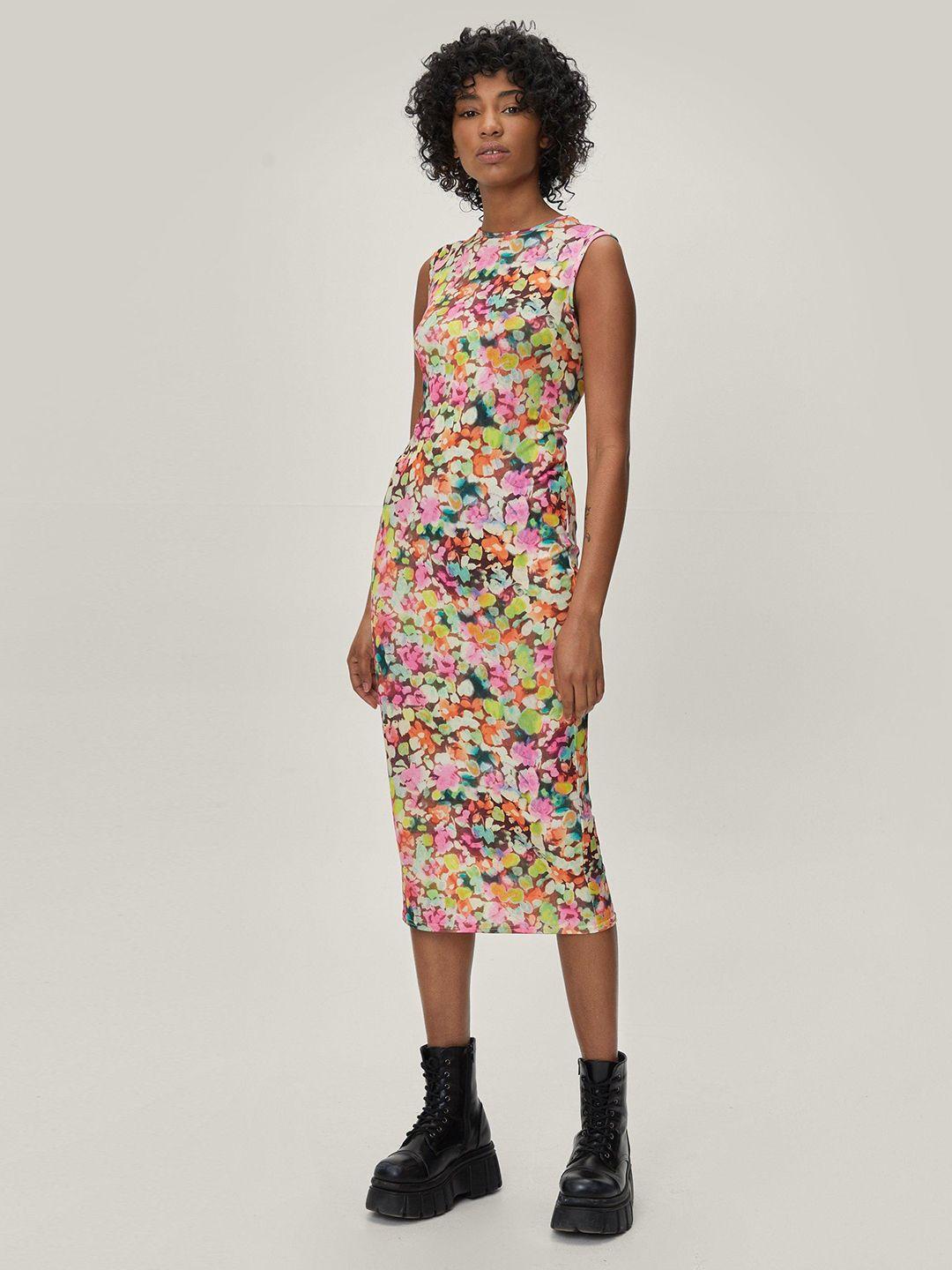 nasty gal abstract print sheath midi dress