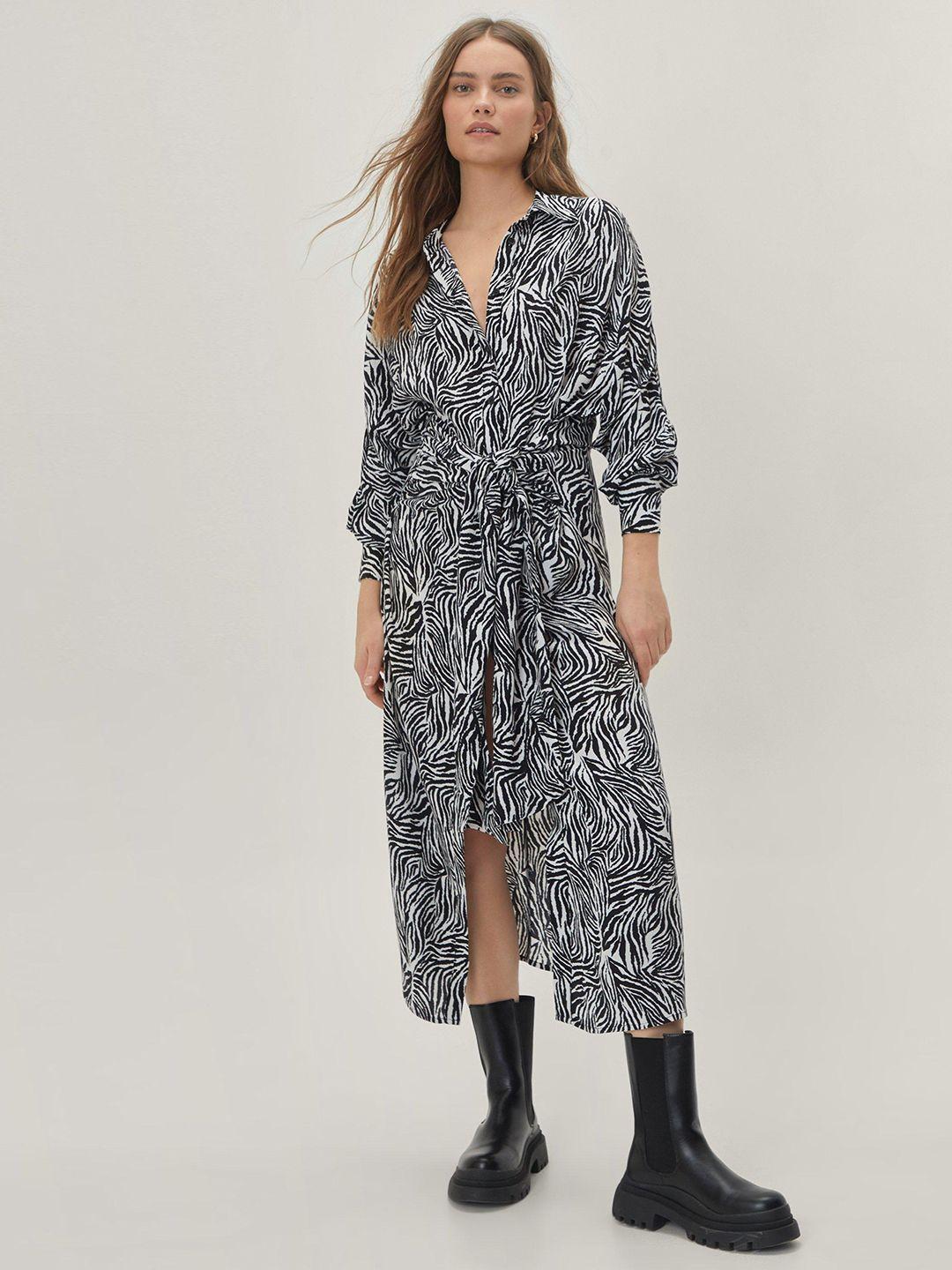 nasty gal animal print shirt midi dress