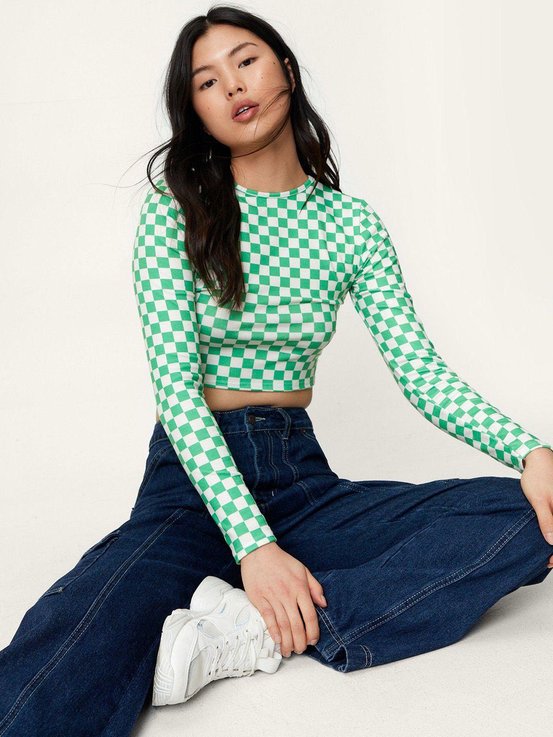 nasty gal cotton checked crop top