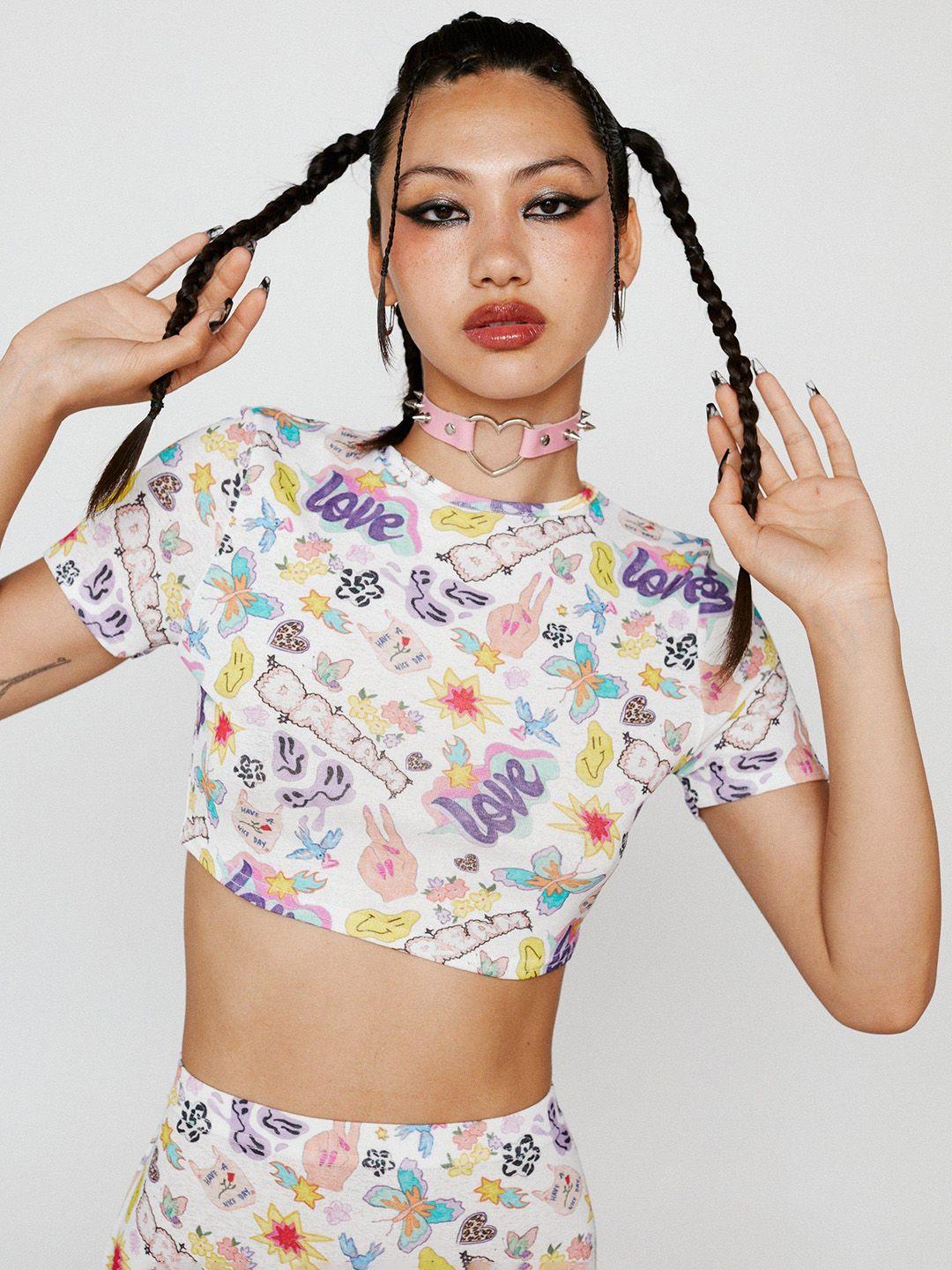 nasty gal doodle print crop top