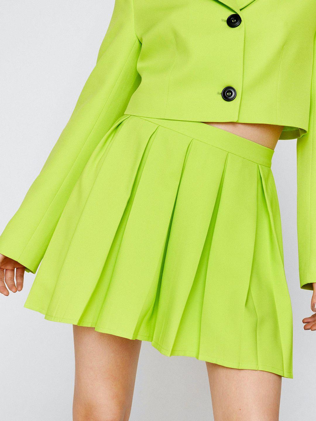 nasty gal women solid pleated mini a-line skirt