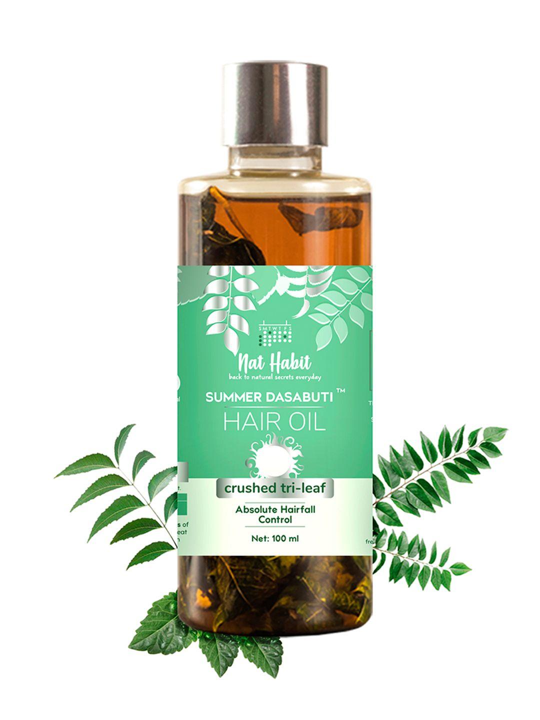 nat habit crushed tri-leaf summer dasabuti hair oil for absolute hairfall control - 100ml