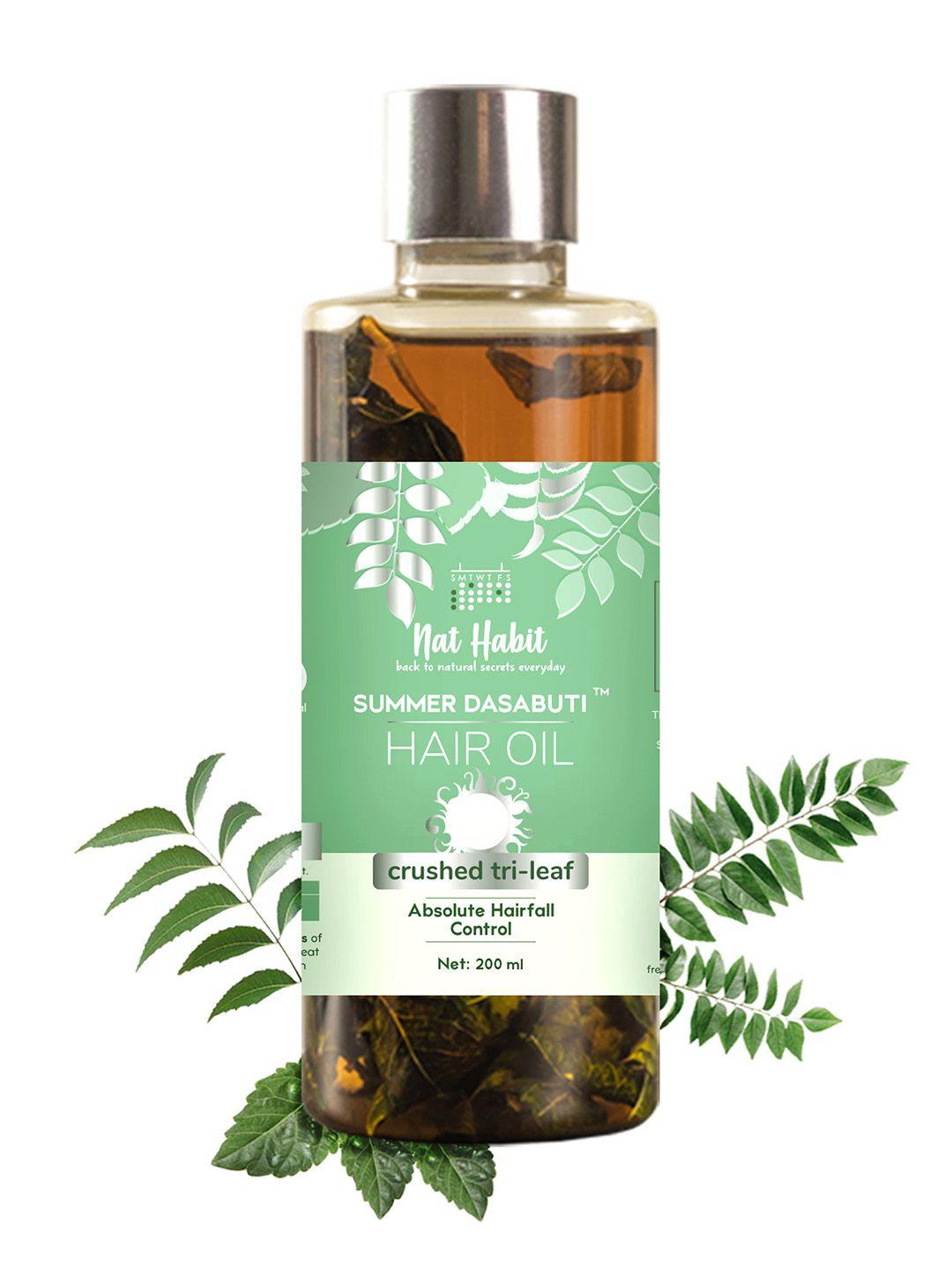 nat habit crushed tri-leaf summer dasabuti hair oil for absolute hairfall control - 200ml