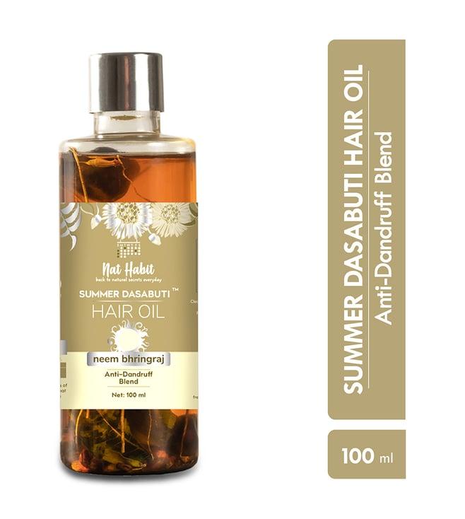 nat habit neem bhringraj anti dandruff summer dasabuti hair oil - 100 ml