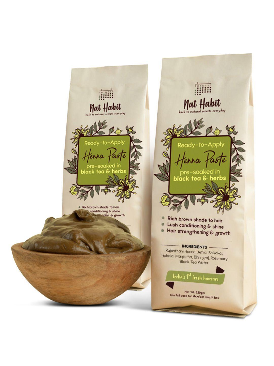 nat habit set of 2 100% natural ready-to-apply henna paste 220 g each - dark brown