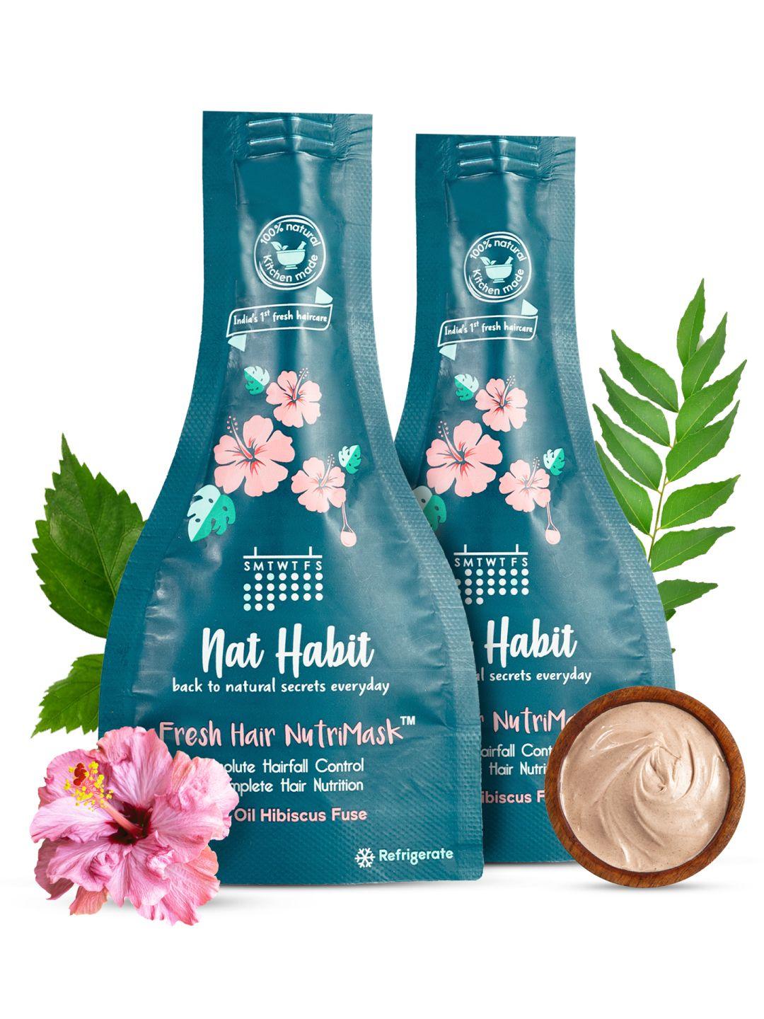 nat habit set of 2 five oil hibiscus hair nutrimask for hair growth & frizzy hair-40g each