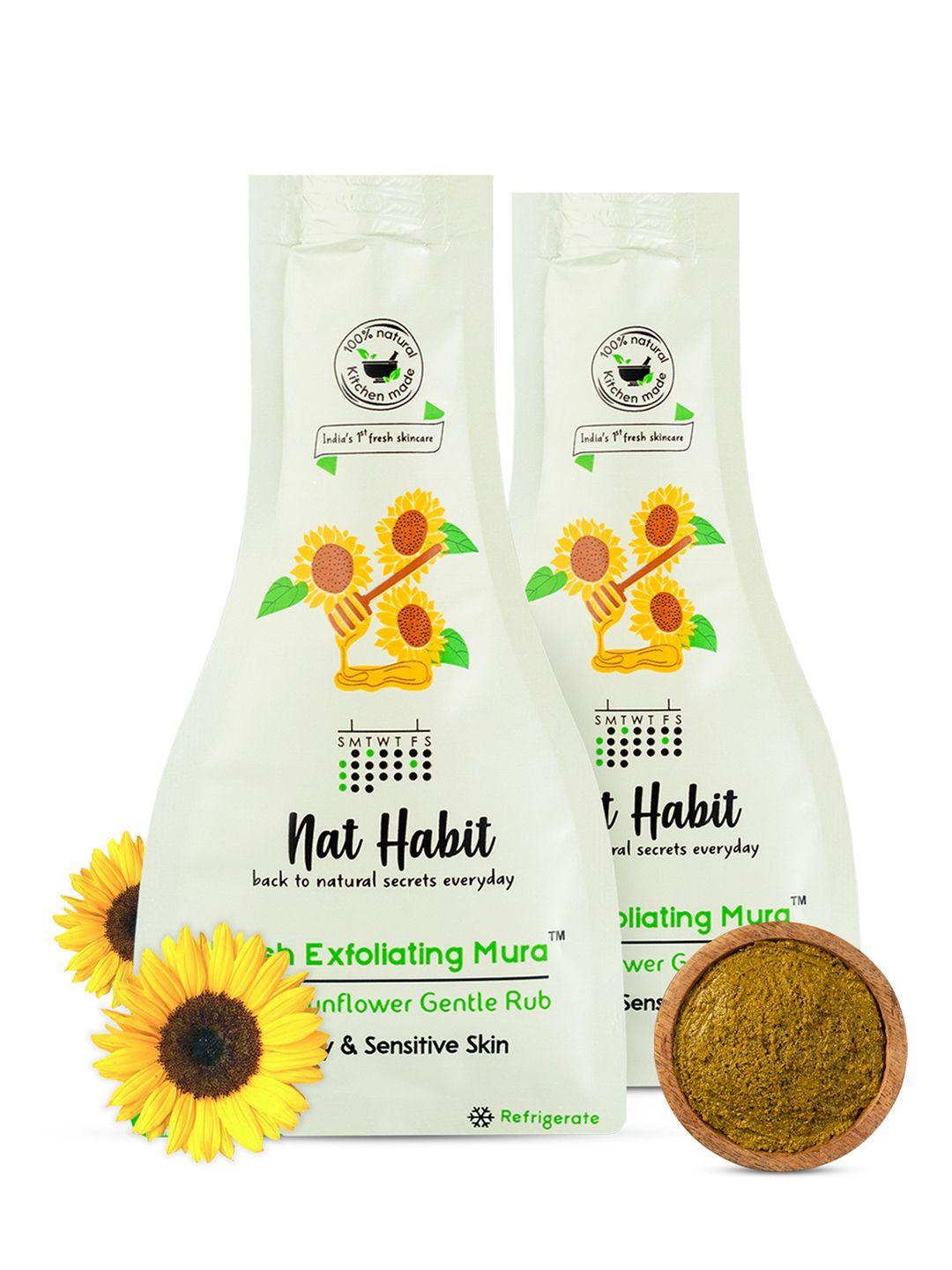 nat habit set of 2 fresh exfoliating mura face exfoliator with honey & sunflower-25g each