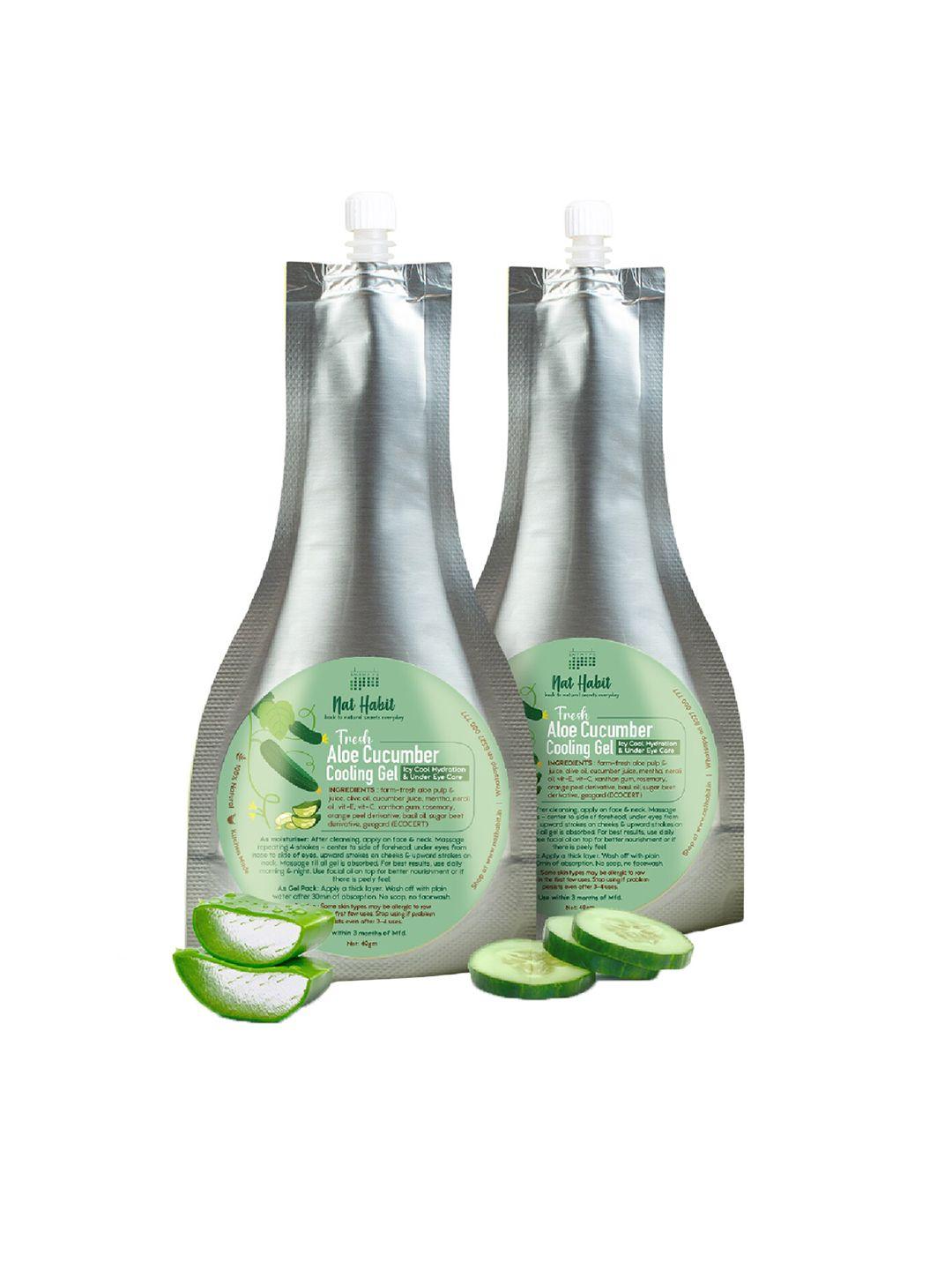 nat habit set of 2 fresh pure aloe cucumber cooling face gel - 160g