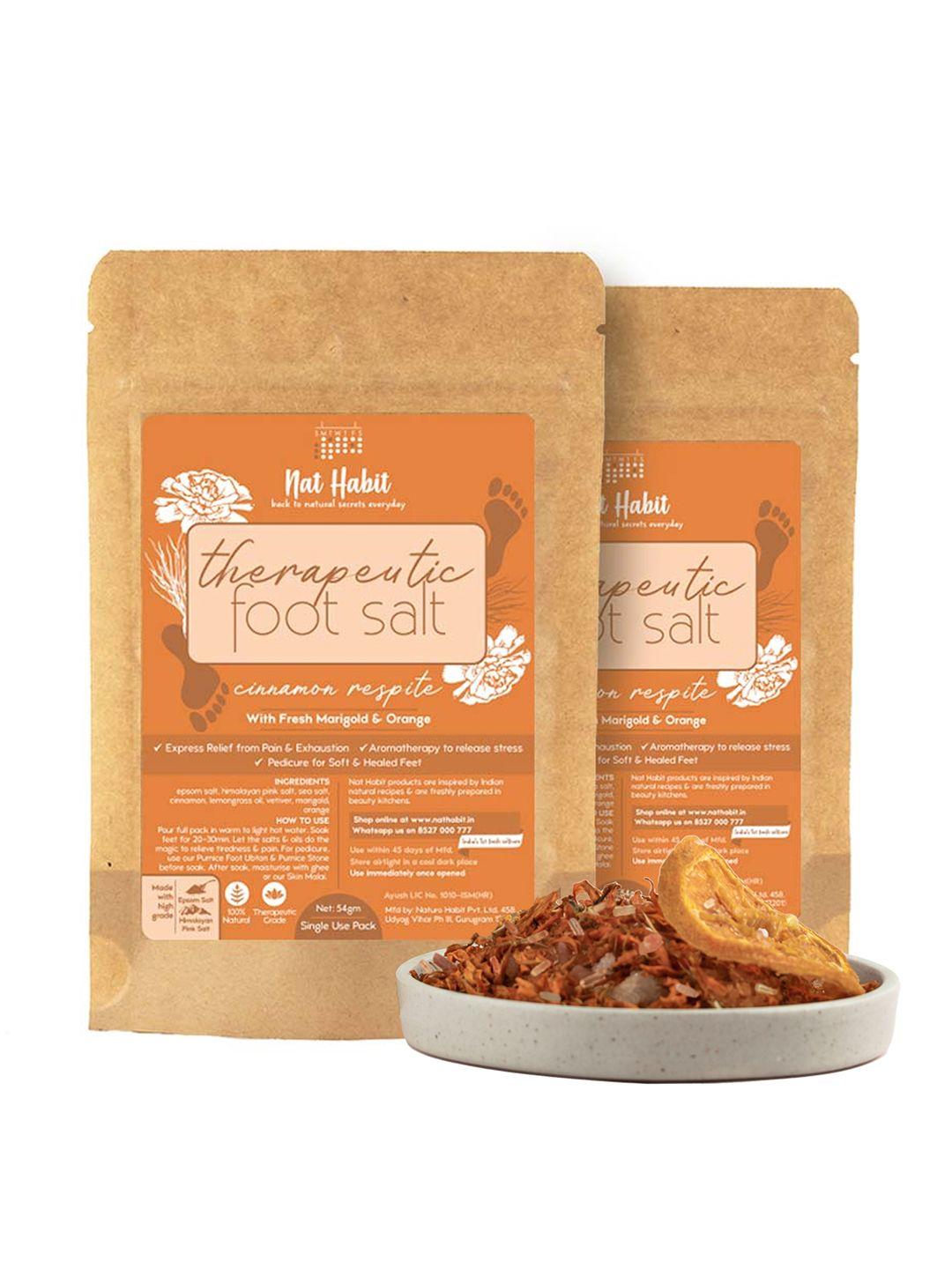 nat habit set of 2 therapeutic cinnamon respite foot salt with fresh marigold - 54 g each