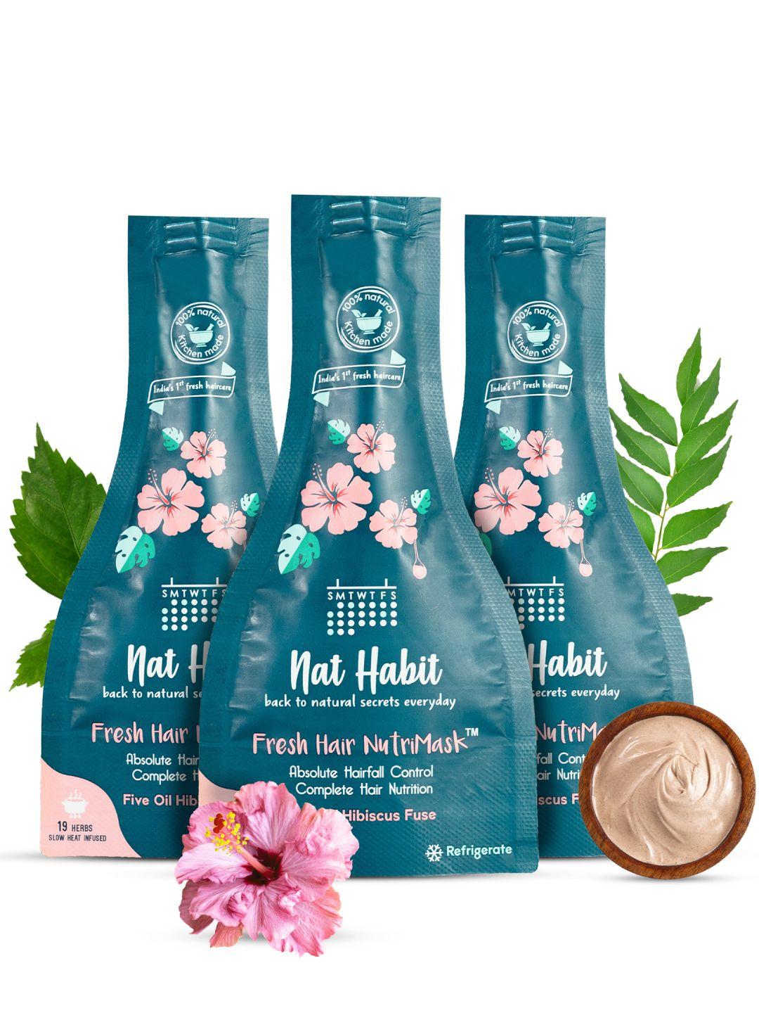 nat habit set of 3 five oil hibiscus hair nutrimask for hair growth - 40 g each